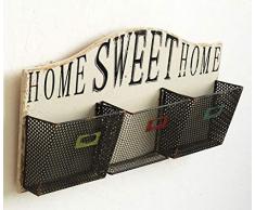 WEHOLY Regal, Stacheldrahtgewebe Zeitungsständer Pastorale Retro LOFT Industrielle Wind Nostalgie Eisen Ländlichen Massivholz Hängeregal Bar Café L66cm * B12cm * H35cm Lagerregale (Farbe: A)