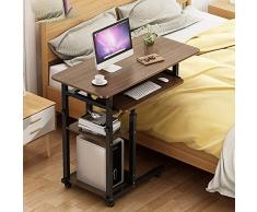 KTDZ Laptop-Schreibtisch, Beistelltisch Tragbarer Mobiler Schreibtisch Schlafzimmer-Seitenschrank Couchtisch BüCherregal Sofa-Beistelltisch Mit Tastatur HöHenverstellbar