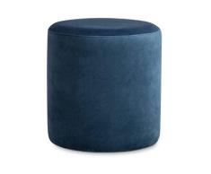 moebel-eins POUFI Hocker rund Pouf Polsterhocker Sitzhocker Sitzwürfel Fußhocker Samt, blau