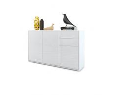 Vladon Kommode Sideboard Ben V3, Korpus in Weiß matt/Fronten in Weiß Hochglanz