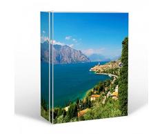 BANJADO Medizinschrank groß abschließbar / Arzneischrank 35x46x15cm / Medikamentenschrank aus Metall weiß mit Motiv Gardasee