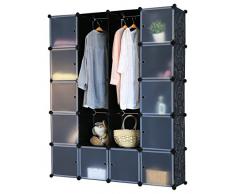Kronenburg Regalsystem Steckregal Schrank Regal Kleiderschrank Garderobe - 184 x 148 x 37 cm - Schwarz Dekor