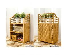 MU Haushalt Zuhause Regal Einfaches Bücherregal Nachttisch Stroh Schrank Mehrschichtiges Regal Retro Bodenmontierter Erker Rattan Aufbewahrungsschrank
