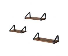 VASAGLE Wandregal im Industrie-Design, Schweberegal, 3er Set, Wandmontage, stabiles Regal zur Präsentation, für Wohnzimmer, Badezimmer, Küche, Vintage LWS33BX