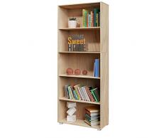 Deuba Standregal Bücherregal Vela 190cm Eiche 5 Fächer Wandregal Ordner Regal Holz - weitere Modell- & Farbauswahl