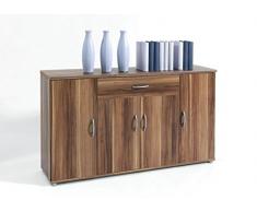 BEGA Sideboard Kommode Anrichte Mehrzweckschrank Highboard Schrank Lilly 13 Varianten mit 4 Türen, 1 Schubkasten und 3 Regalböden, 117 cm breit (Walnuss/Nußbaum)