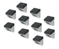 Gedotec Regal-Halter Metall Glas-Bodenträger Küche Regal-Halterung zum Schrauben im Holz - H3131 | Fachbodenträger für Bohrloch Ø 5 mm | Stahl vernickelt | 10 Stück - Tablarträger für Möbel & Schränke
