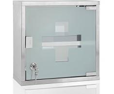 Medizinschrank XL Hausapotheke 30 x 30 x 12cm abschließbar 2 Schlüssel Edelstahl Medikamentenschrank Erste Hilfe Schrank