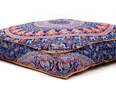 indischen Mandala Boden Kissen quadratisch osmanischen Pouf Sofa Übergroße Kissenbezug Baumwolle Platz Ottoman Puffs Hunde/Haustiere Bett Verkauft von handcraft-palace