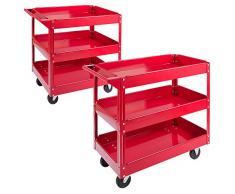 Arebos Werkstatt-Rollwagen Montagewagen/Große Belastbarkeit bis 100 kg / 2 oder 3 Fächer/Einzeln oder als Set (3 Fächer - 2er Set)