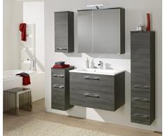 Kesper Badmöbel 5760410172101000 Midischrank Bali, 1 Tür, 2 Schubkästen, 138 x 30 x 31,3 cm, graphit-struktur