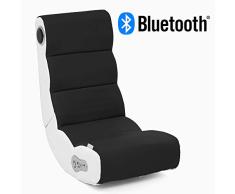 Wohnling® Soundchair Wobble in Schwarz Weiß mit Bluetooth | Musiksessel mit eingebauten Lautsprechern | Multimediasessel für Gamer | 2.1 Soundsystem - Subwoofer | Music Gaming Sessel Rocker Chair