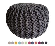Strickhocker Pouf Sitzpouf Sitzpuff Bodenkissen Sitzhocker rund Pouf Strick Sitzgelegenheit Grobstrick-Optik Ø 45 cm Höhe 30 cm Farbe dunkelgrau - Schiefer