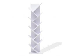 Rebecca Mobili Aktenregal Weiß, modernes Bücherregal, Wandregal mit 10 Ablagen, Holz MDF, für Haus Büro Home Office Praxis – Maße: 160 x 44,5 x 22 cm (HxLxB) - Art. RE4584