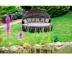Relaxinsel RIVA 5-teilig, Aluminium + Polyrattan duneklbraun, mit Polstern