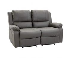 HOMCOM Doppelsofa Relaxliege Relaxsessel verstellbare Rückenlehnen Holzfüße PU Grau 95 x 141,5 x 94,5 cm