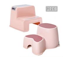 Multifunktions Kleinkind Schritt Hocker, Non-Slip Increase Fußhocker Mit Stepping Badezimmer Töpfchen Trainingshocker, Kinder-Badezimmerhocker, 2Pcs,Rosa