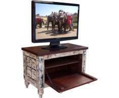 Guru-Shop Kleine Plasma TV Box im Kolonialstil Fernsehtisch - Weiß, Beige, 50x70x40 cm, Kommoden & Sideboards