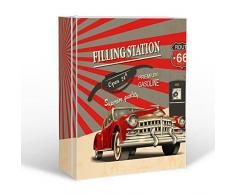 banjado XXL Medizinschrank abschliessbar | großer Arzneischrank 35x46x15cm | Medikamentenschrank aus Metall weiß | Motiv Filling Station mit 2 Schlüsseln | Gestaltung auf Front und Seiten