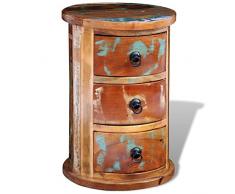 vidaXL Schränkchen Nachttisch Schrank mit 3 Schubladen Recyceltes Massivholz