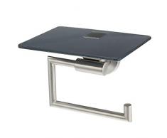 bremermann Bad-Serie PIAZZA - Toilettenpapierhalter mit Ablage aus Glas, grau