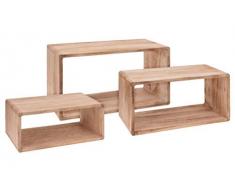 Spetebo Wandregal Rechteck 3er Set aus Holz - 45/40/35 cm - Hängeregal Würfel Regal Holz Natur
