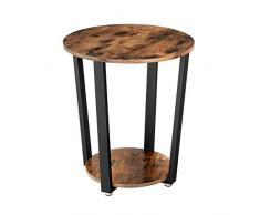 VASAGLE Runder Beistelltisch, Kaffeetisch im Industrie-Design, einfacher Aufbau, Sofatisch mit Eisengestell, Tisch für Wohnzimmer, Schlafzimmer, stabil, Holzoptik Vintage LET57X