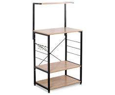 WOLTU RGB9285hei-c Küchenregal Standregal Mikrowellenhalter Bäcker Regal Haushaltsregal,Schwarz + Hell Eiche