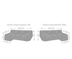 Eysa elastisch sofa überwurf chaise longue links, frontalsicht, Polyester-Baumwolle, 01-beige, 90 x 240 - 280 x 155 cm