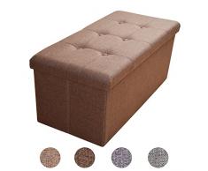 Style home Sitzbank Sitzhocker Faltbare Aufbewahrungsbox mit Stauraum, belastbar bis 300 kg, 76 x 38 x 38 cm, 2676-13-Dunkelbraun (Leinen)