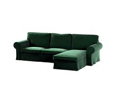 Dekoria Ektorp 2-Sitzer Sofabezug mit Recamiere Sofahusse passend für IKEA Modell Ektorp grün