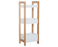 HOMCOM Badregal Korbregal Standregal Badezimmer Regal Bambus 3 Staufächer Weiß