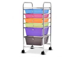 COSTWAY Badrollwagen Bad Rollwagen Schubladen Rollwagen Rollcontainer Haushaltswagen Mobiler Aufbewahrungswagen Frisierwagen Badtrolley Mehrfarbig