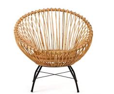 animal-design Rattanstuhl SANTIKA Korb-Stuhl oval Retro Vintage Sessel Lounge Esszimmer Küche Bistro Balkon Terrasse