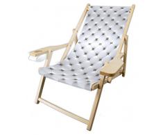 MultiBrands® Holz-Liegestuhl, mit Armlehne und Getränkehalter, klappbar, Sofa