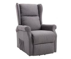 HOMCOM Aufstehsessel Fernsehsessel mit Aufstehhilfe elektrisch Liegefunktion Leinen Grau 72,5 x 94 x 109cm