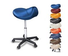 Promafit Sattelhocker/Sattelstuhl mit PU Rollen für alle Böden - ergonomisch - stufenlos höhenverstellbar - viele Farben - 360° drehbar - Arbeitshocker - Praxishocker - Kein Werkzeug notwendig Blau