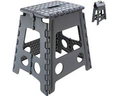 SCHOBERG Tritthocker Klapphocker bis 120 kg Hocker Grau Kinderhocker 40 x 39 x 31cm (HxBxT) Trittbank Sitzhocker Klappstuhl