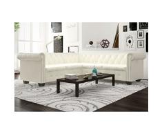 cangzhoushopping Chesterfield Sofa 5-Sitzer Kunstleder Weiß Möbel Sofas