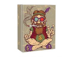 banjado XXL Medizinschrank abschliessbar | großer Arzneischrank 35x46x15cm | Medikamentenschrank aus Metall weiß | Motiv Peace mit 2 Schlüsseln | Gestaltung auf Front und Seiten