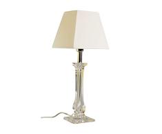 anTes interieur Tischleuchte Minerva weiß mit 10 Watt LED-Leuchtmittel/Stoffschirm/Acryl/Metall verchromt/50 cm hoch/Nachttischlampe Wohnzimmer Schlafzimmer