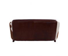 Clubsofa Flair 3-Sitzer Vintage-Leder Kuhfell Echtleder Sofa Couch Vintage Cigar (dunkelbraun), Kuhfell braun-weiß