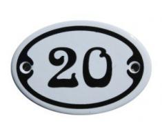Nummer 20 mini Emaille Schild Jugendstil ca. 4,2 x 6,2 cm Türschild Zimmer Schublade Schrank Kommode Emailschild oval weiß