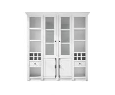 Newfurn Buffetschrank Landhaus Buffet Schrank Küchenschrank Vitrinenschrank II 194x207x 45 cm (BxHxT) II [Max.Four] in Pinie Weiß Nachbildung/Pinie Weiß Nachbildung Wohnzimmer Esszimmer