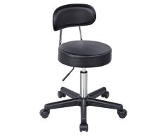 SONGMICS Barhocker Drehhocker auf Rollen, höhenverstellbarer Rollhocker, mit Kunstleder bezogener Sitz, Arbeitshocker für Kosmetikstudios, Büros, Praxen, schwarz LJB81B