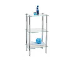 WENKO 15851100 Regal Yago viereckig mit 3 Glasablagen - Badregal, Stahl, 40 x 74 x 30 cm, Chrom