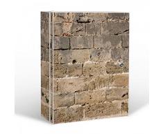 banjado Medizinschrank groß abschließbar | Arzneischrank 35x46x15cm | Medikamentenschrank aus Metall weiß mit Motiv Steinwand Antik