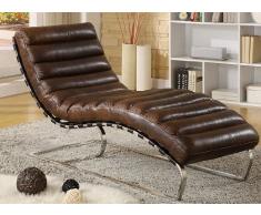 Phoenixarts Chaise Echtleder Vintage Leder Relaxliege Braun Design Recamiere Liege Sessel Chaiselongue Ledersessel NEU 436