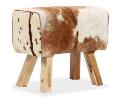 vidaXL Mangoholz Hocker Sitzhocker Fußhocker Lederhocker Beine aus Massivholz Echtleder Echtes Ziegenleder 60x30x50cm Mehrfarbig