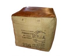 Kobolo Bequemer Sitzpouf Pouf Sitzwüfel Hocker Canvas im Industrie-Design